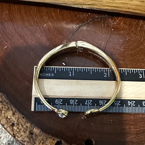 Kate Spade Gold Bracelet with Black Spade Charm Hinge Open Small - Picture 5 of 6